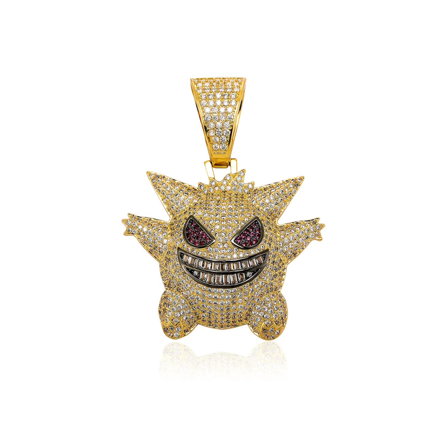 14K Gold Plated Fully Iced Out Monster Pendant for Men Boys Women Bling 5A CZ Simulated Diamond Hip Hop Rapper Chain Pendant