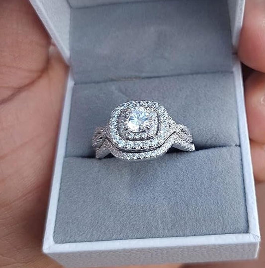 Wedding Engagement Ring Set 1.8Ct CZ Women Size 8.5