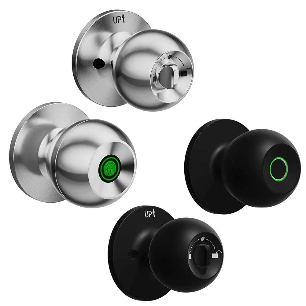 Smart Door Knob Fingerprint Door Knob Rechargeable Electronic Door Lock with Keys TUYA App Control for Bedrooms Cloakroom