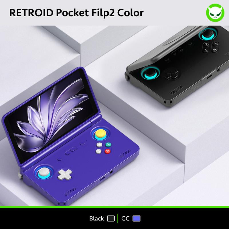 Retroid Pocket Flip 2【Pre-Configured】Handheld Console Sd865【Buy 1 Get 1 Multi-Port Adapter+1 8K Projection Cable+1 Type-C Cable+1 Roms Card】Android 13 Adreno 650 8GB Lpddr4X 5.5-Inch AMOLED 1080P Active-Cooling 5000Mah Wifi Ready to Play Gift Package