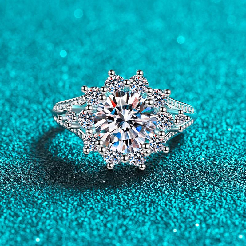 #13 (Sunflower) 925 Sterling Silver Synethic Moissanite Ring