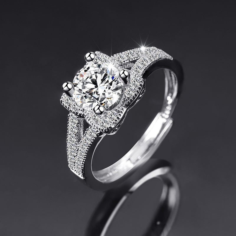 Moissanite Ring One Carat Moissanite Ring with Adjustable Opening
