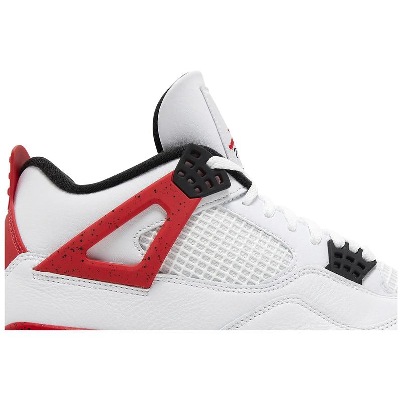 Jordan Retro 4 "Red Cement" Sneaker with Red Accents, White Upper, and Black Detailing