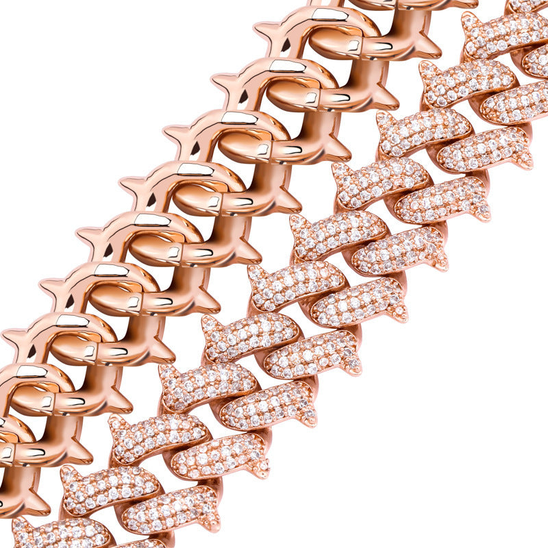 VVS Lab Grown Diamond Big Box Clasp Miami Style Cuban Chain Full Zircon Necklace