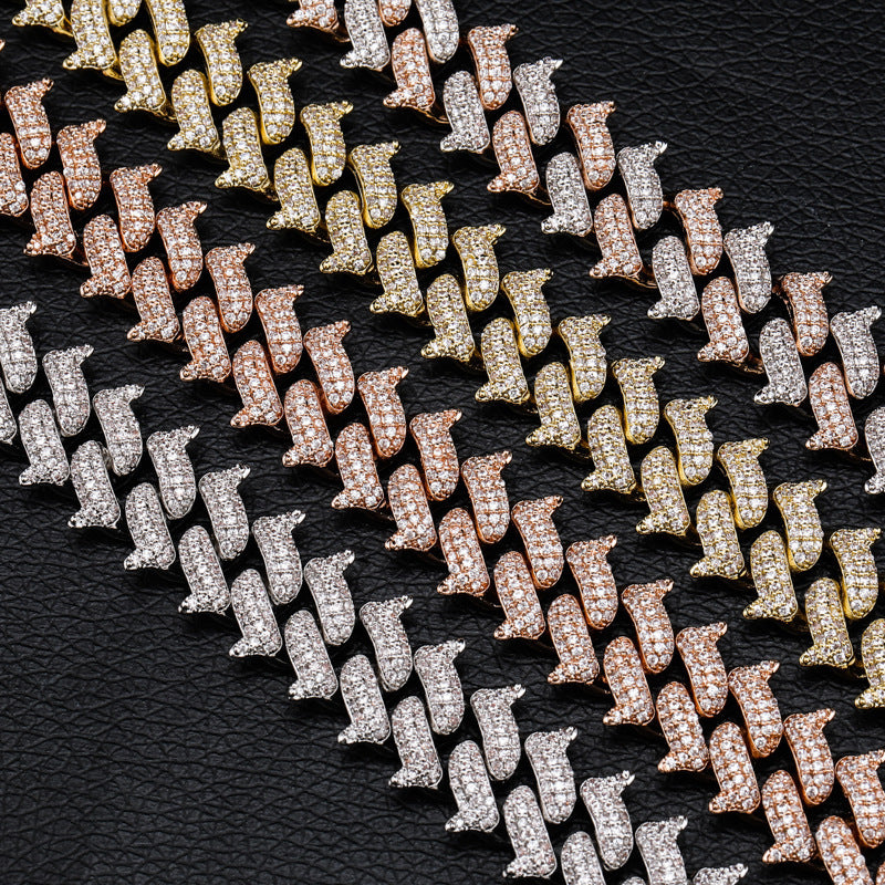 VVS Lab Grown Diamond Big Box Clasp Miami Style Cuban Chain Full Zircon Necklace