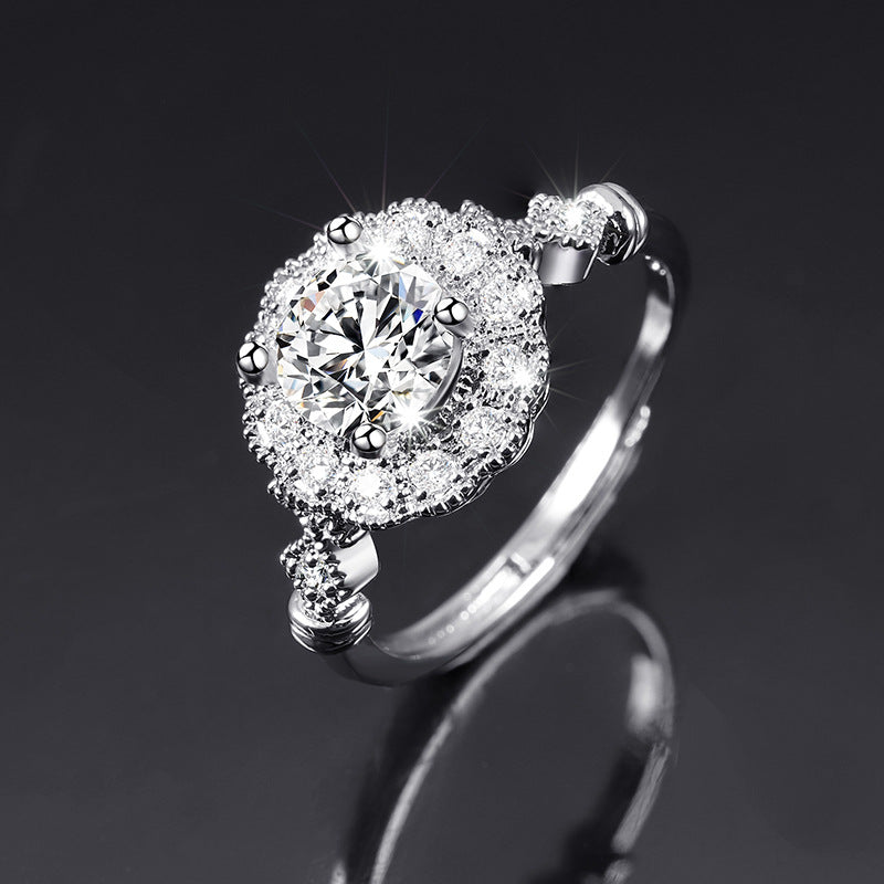 Moissanite Ring One Carat Moissanite Ring with Adjustable Opening