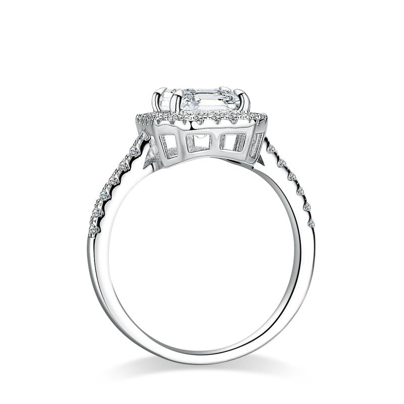 #29(Asscher Cut)925 Sterling Silver Synthetic Moissanite Ring