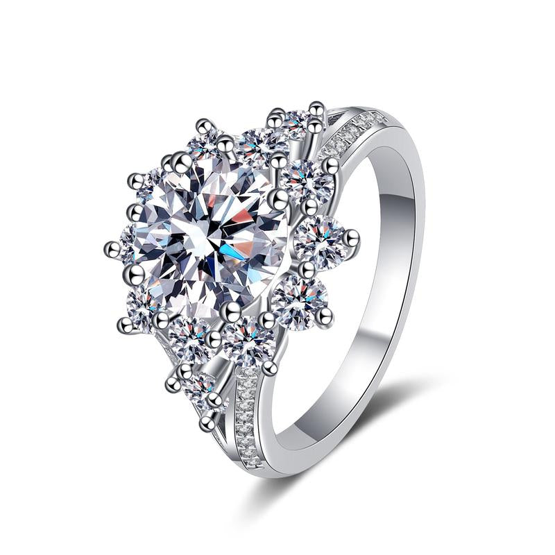 #13 (Sunflower) 925 Sterling Silver Synethic Moissanite Ring