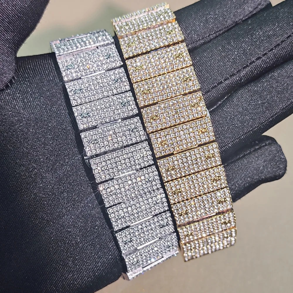 Luxury Diamond Watch for Men Hip Hop Style Bling Bling Iced Out Wristwatch Fashion Square Dial Quartz Watches Waterproof Clock