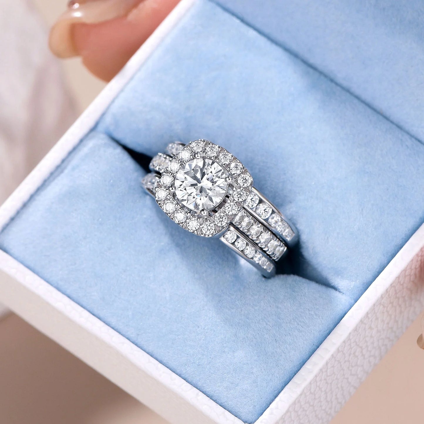 Wedding Rings for Women AAAAA Cz 925 Sterling Silver Engagement Bridal Band Set Enhancers and Wraps Size 8