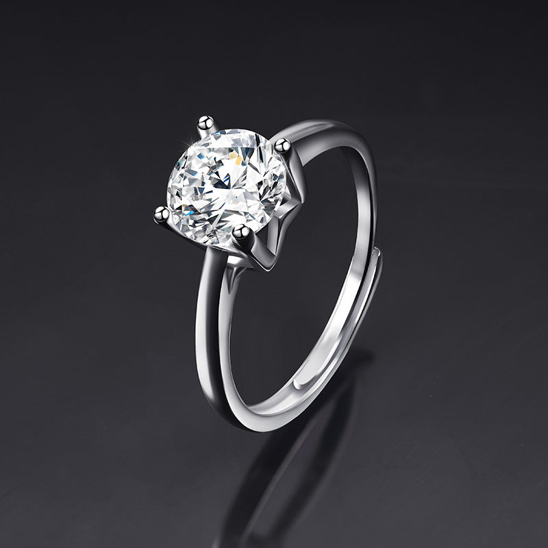 Moissanite Ring One Carat Moissanite Ring with Adjustable Opening