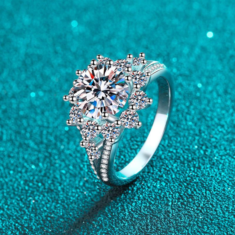 #13 (Sunflower) 925 Sterling Silver Synethic Moissanite Ring