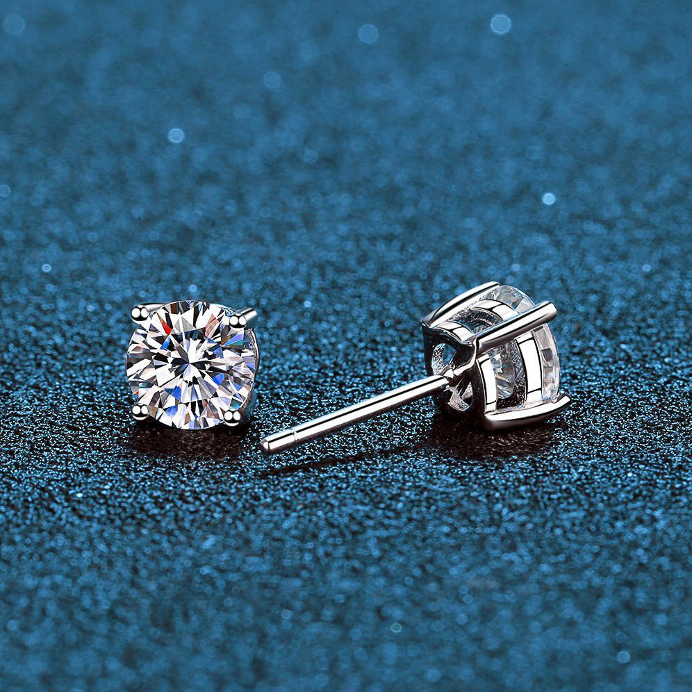 VVS Atlantic Moissanite Diamond Four Prong Earrings