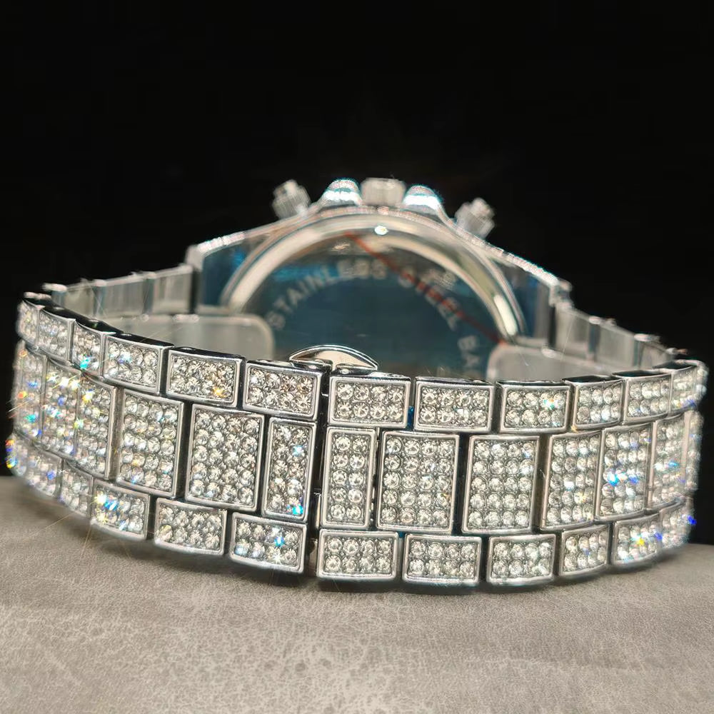 Fashion Ice Watches Men Brand Luxury Stainless Steel Hip Hop Rainbow Diamond Quartz Wristwatch Male Gift Dropshipping