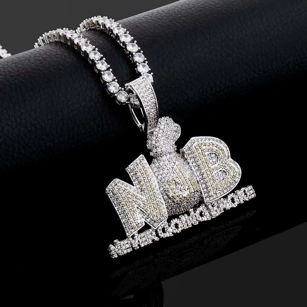 14K Gold Plated Fully Iced Out Monster Pendant for Men Boys Women Bling 5A CZ Simulated Diamond Hip Hop Rapper Chain Pendant