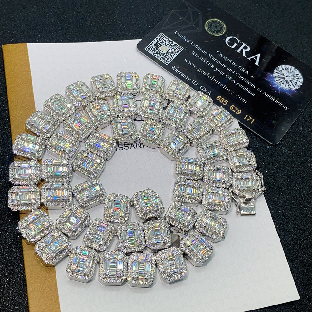 24k Iced Out VVS Moissanite White Gold Tennis Necklace