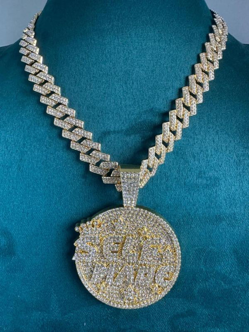 Rhinestone Letter Pendant Necklace, Punk Style Cuban Chain Necklacefor Party, Daily Decor, Trendy All-Match & Exquisite Rhinestone Cuban Link for Birthday Gift, Cute Gifts for Girlfriend