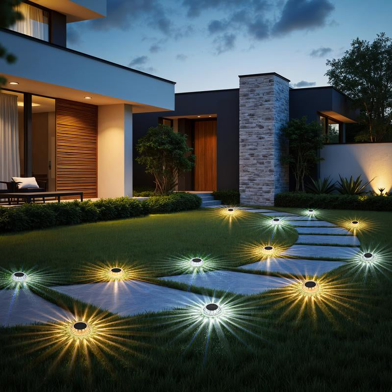 6 Pack Solar Outdoor Ground Lights, 2 Lighting Models Deck Lights, Solar Powered Backyard Decor, IP67 Waterproof Landscape Lighting for Pathway, Walkway, Garden, Patio