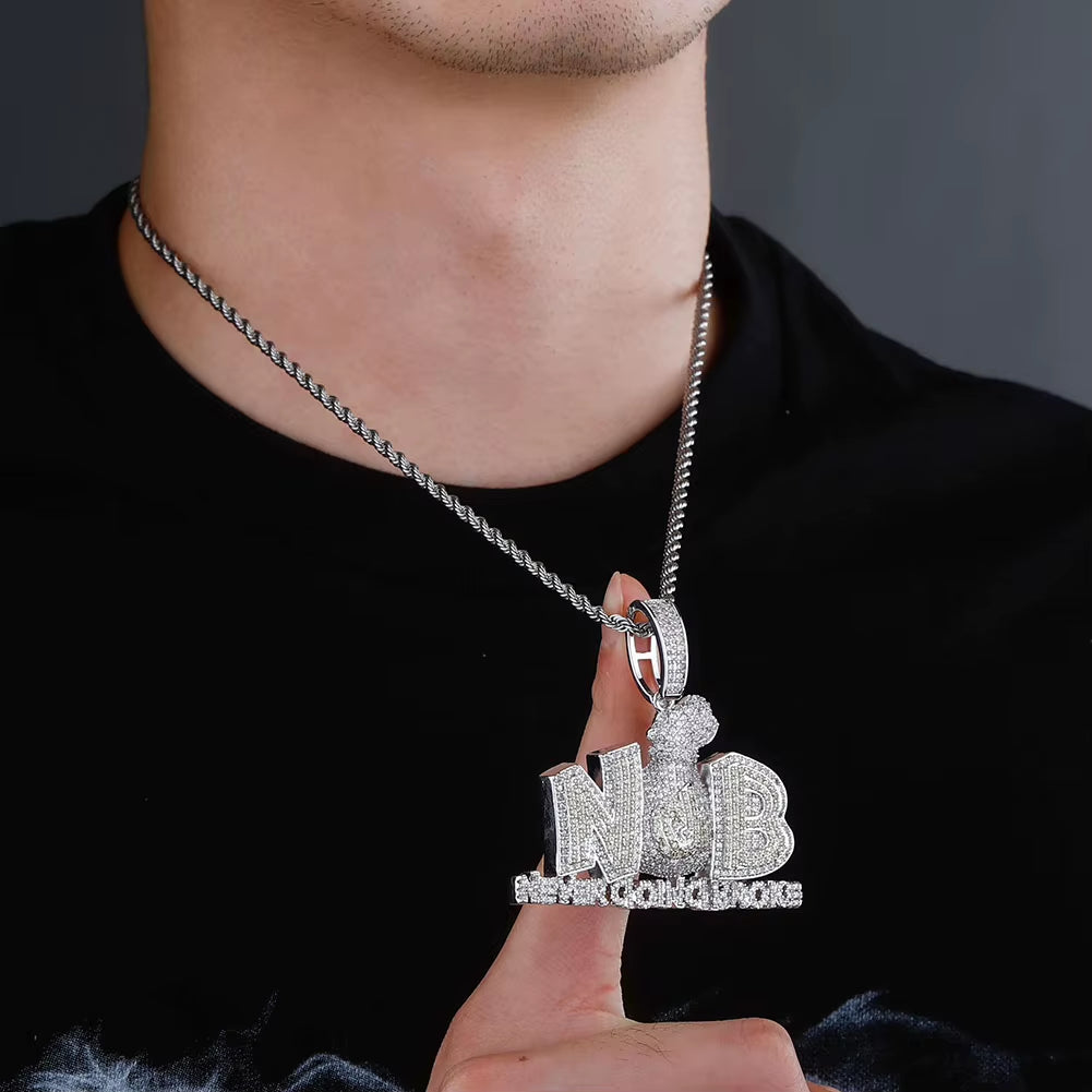 14K Gold Plated Fully Iced Out Monster Pendant for Men Boys Women Bling 5A CZ Simulated Diamond Hip Hop Rapper Chain Pendant