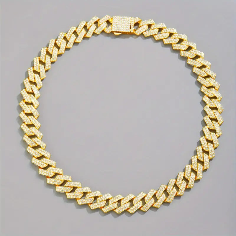 The Aquarian Luxury Fashion Moissanite and Sterling Silver Cuban Bracelet