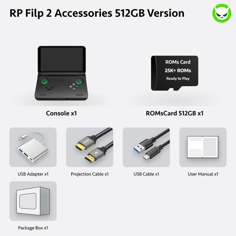 Retroid Pocket Flip 2【Pre-Configured】Handheld Console Sd865【Buy 1 Get 1 Multi-Port Adapter+1 8K Projection Cable+1 Type-C Cable+1 Roms Card】Android 13 Adreno 650 8GB Lpddr4X 5.5-Inch AMOLED 1080P Active-Cooling 5000Mah Wifi Ready to Play Gift Package