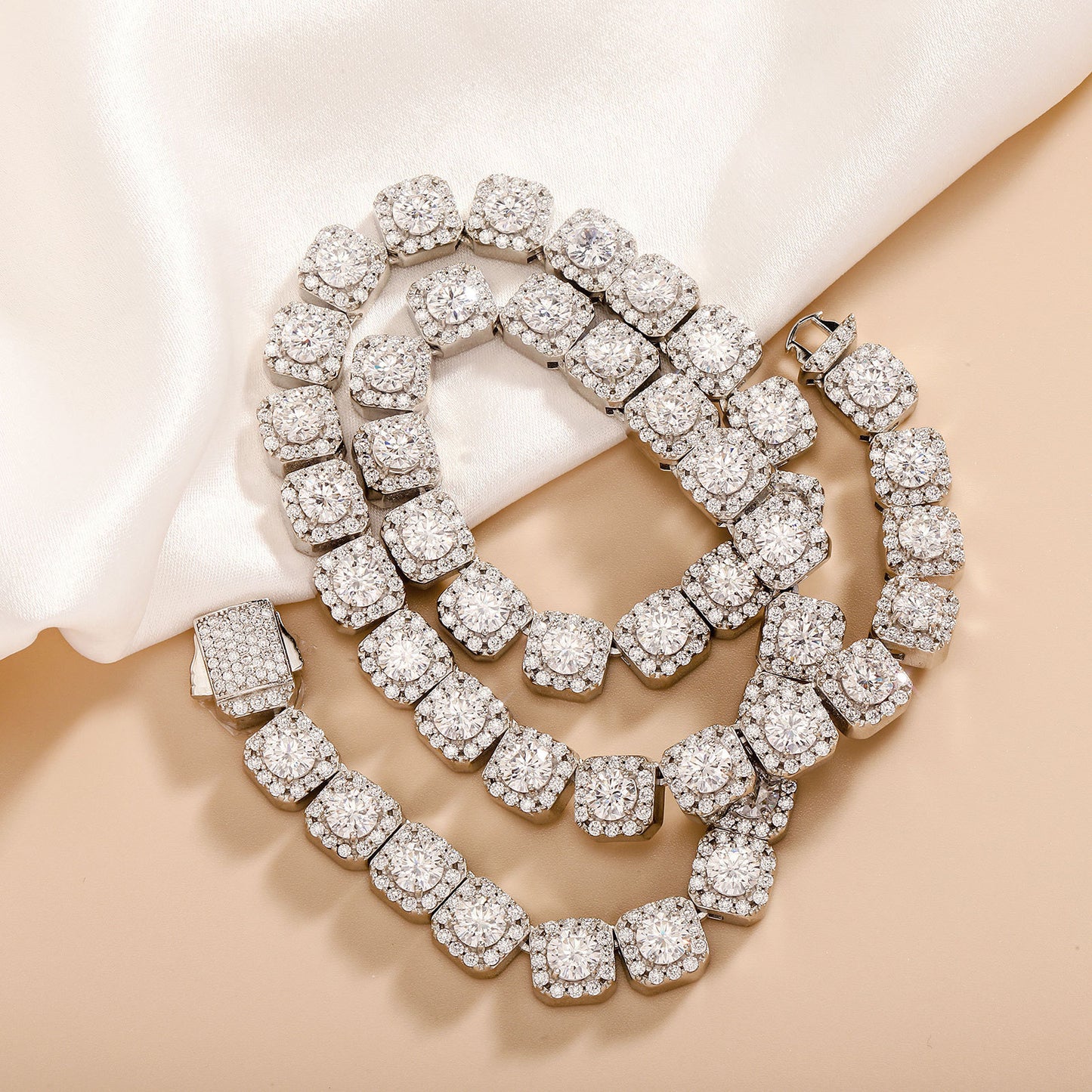 14k Lab Grown Diamond Hand-Cut Studded Cuban Link