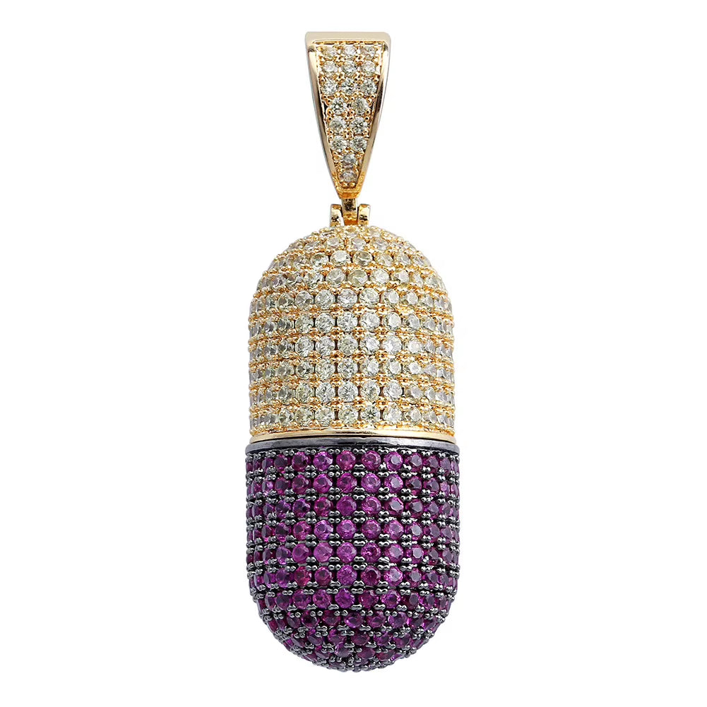 14K Gold Plated Fully Iced Out Monster Pendant for Men Boys Women Bling 5A CZ Simulated Diamond Hip Hop Rapper Chain Pendant