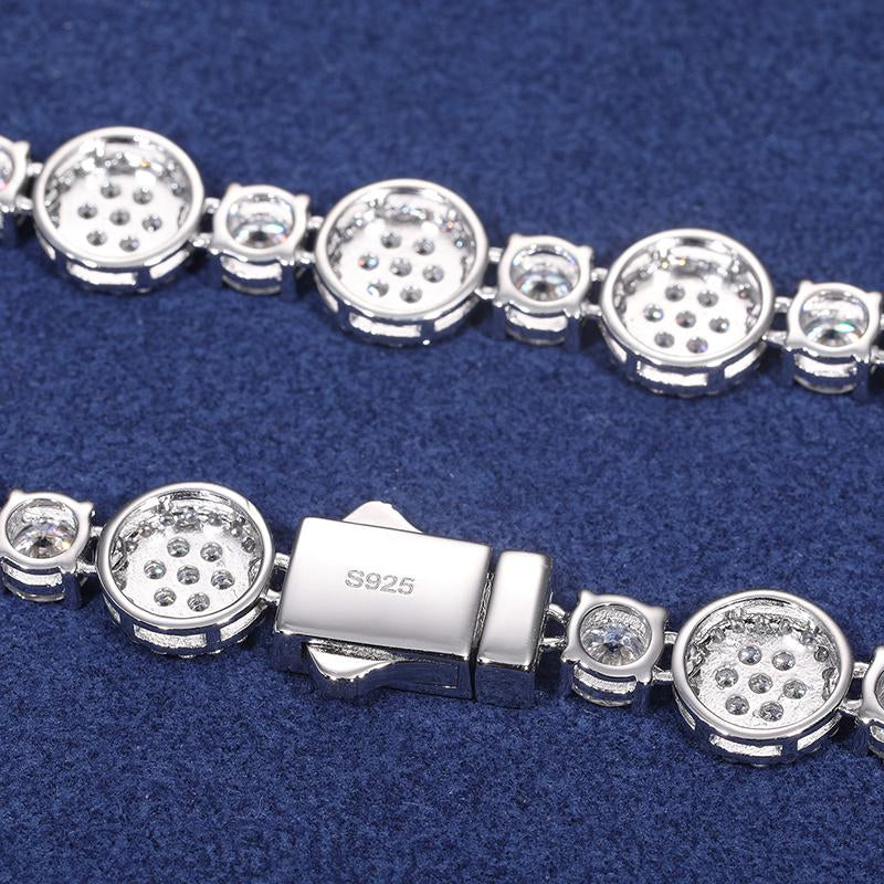 【D1 N199】Round Pendant Necklace S925 Sterling Silver Synthetic Moissanite Necklace Tennis round Pendant Suitable for Men and Women Hip Hop Rap Trend Daily Accessories Gift