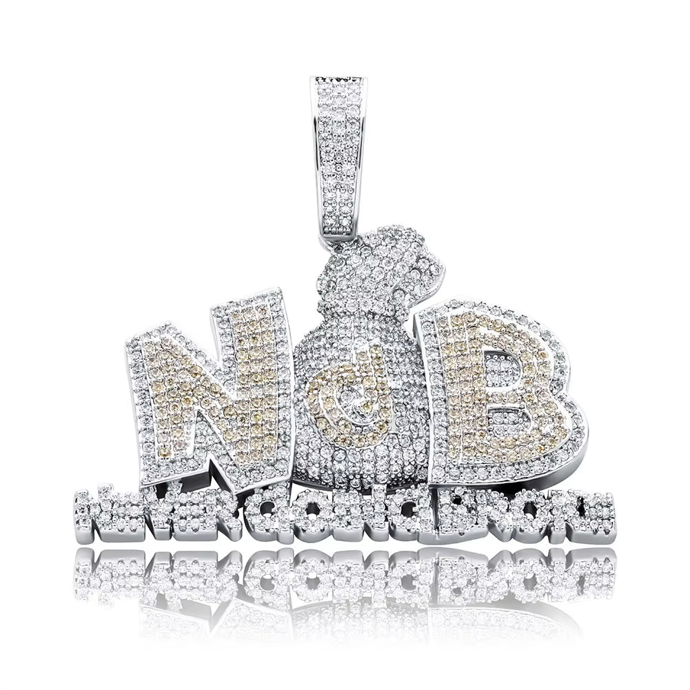 14K Gold Plated Fully Iced Out Monster Pendant for Men Boys Women Bling 5A CZ Simulated Diamond Hip Hop Rapper Chain Pendant