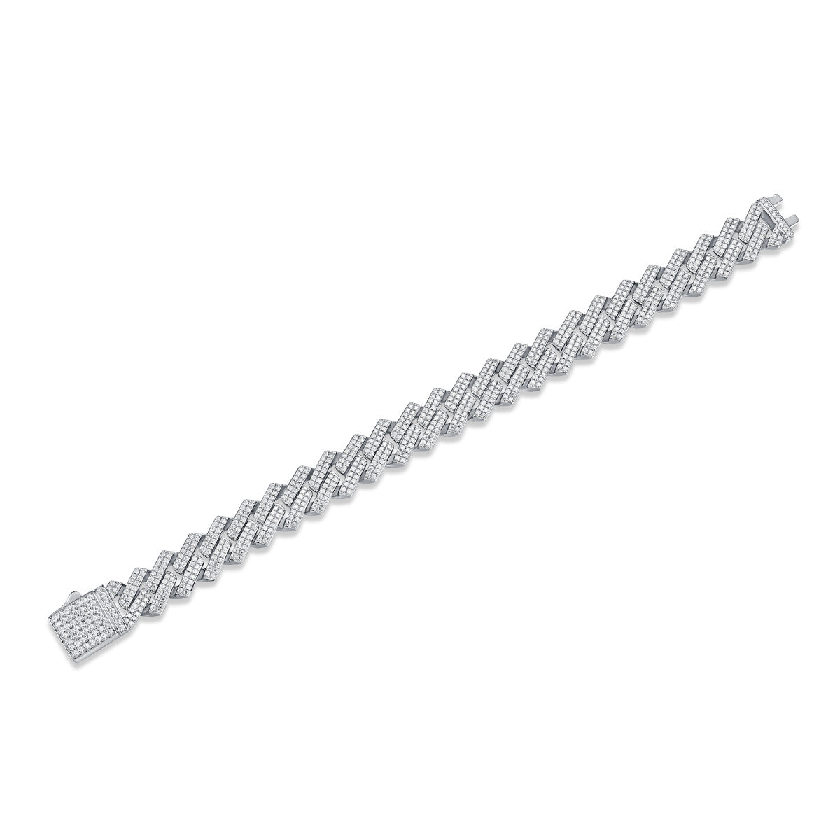 The Aquarian Luxury Fashion Moissanite and Sterling Silver Cuban Bracelet