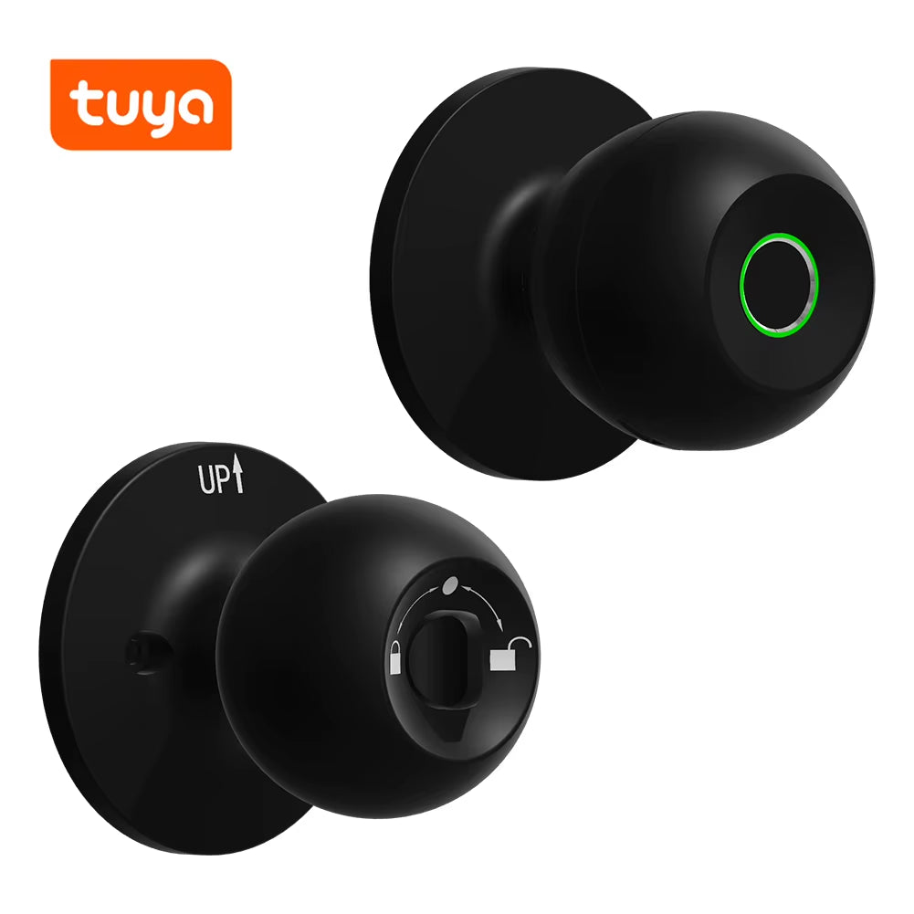 Smart Door Knob Fingerprint Door Knob Rechargeable Electronic Door Lock with Keys TUYA App Control for Bedrooms Cloakroom