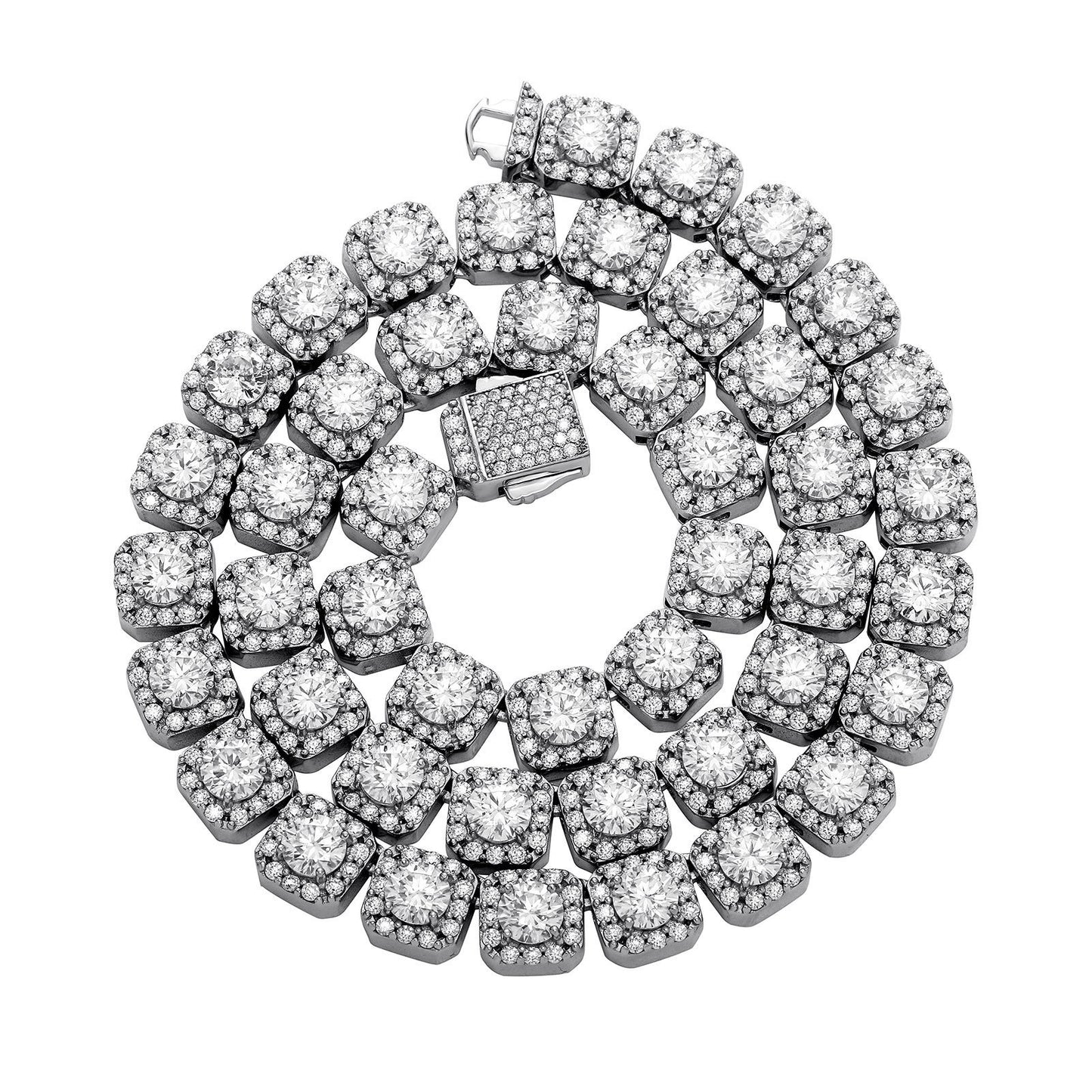 14k Lab Grown Diamond Hand-Cut Studded Cuban Link