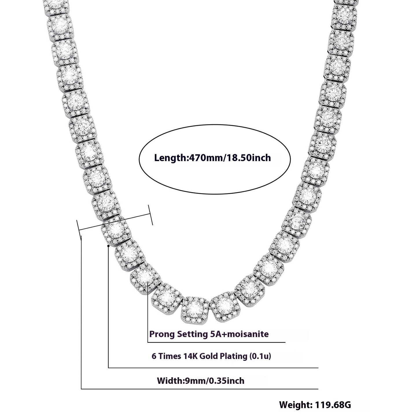 14k Lab Grown Diamond Hand-Cut Studded Cuban Link