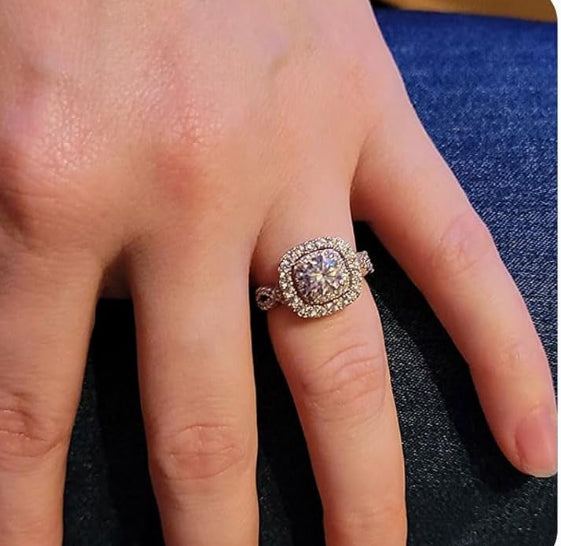 Wedding Engagement Ring Set 1.8Ct CZ Women Size 8.5