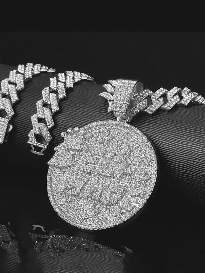 Rhinestone Letter Pendant Necklace, Punk Style Cuban Chain Necklacefor Party, Daily Decor, Trendy All-Match & Exquisite Rhinestone Cuban Link for Birthday Gift, Cute Gifts for Girlfriend