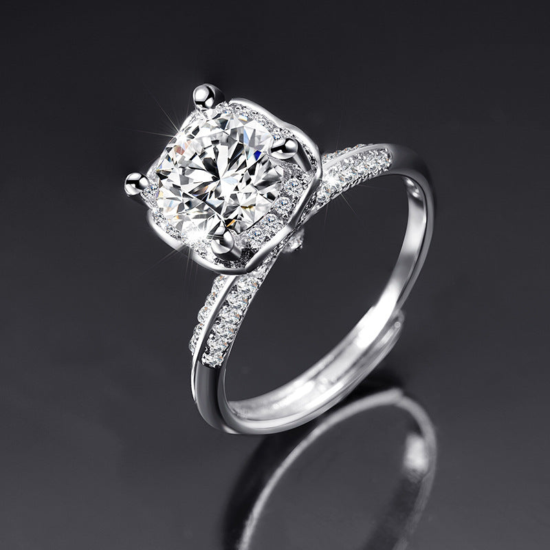 Moissanite Ring One Carat Moissanite Ring with Adjustable Opening