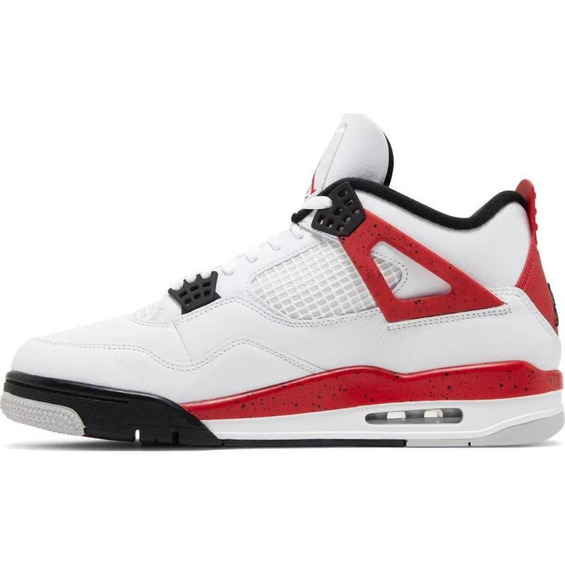 Jordan Retro 4 "Red Cement" Sneaker with Red Accents, White Upper, and Black Detailing