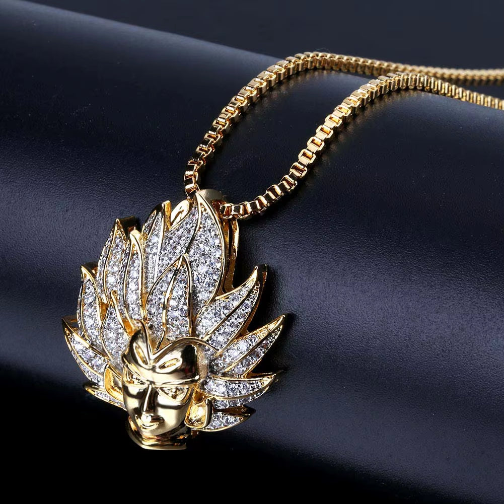 14K Gold Plated Fully Iced Out Monster Pendant for Men Boys Women Bling 5A CZ Simulated Diamond Hip Hop Rapper Chain Pendant