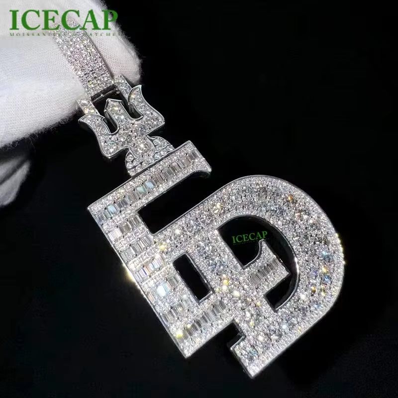 Custom Two Tone VVS Moissanite Diamond Pendant Fine 925 Sterling Silver Iced Cartoon Necklace Charm for Men