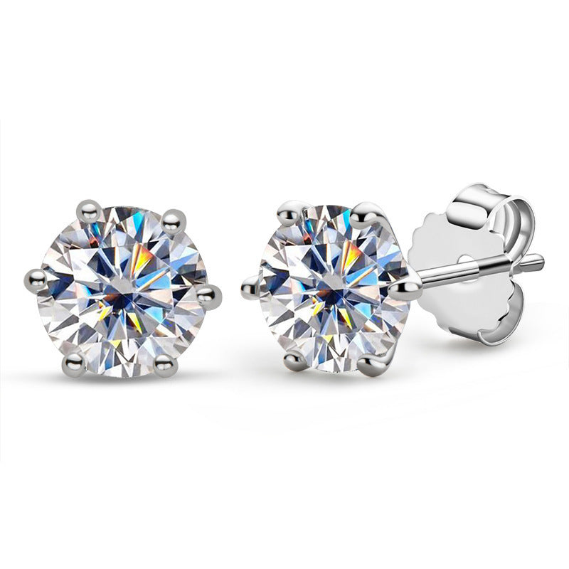 1 Karat Lab Grown Diamond Earrings in S925 Sterling Silver Inlay