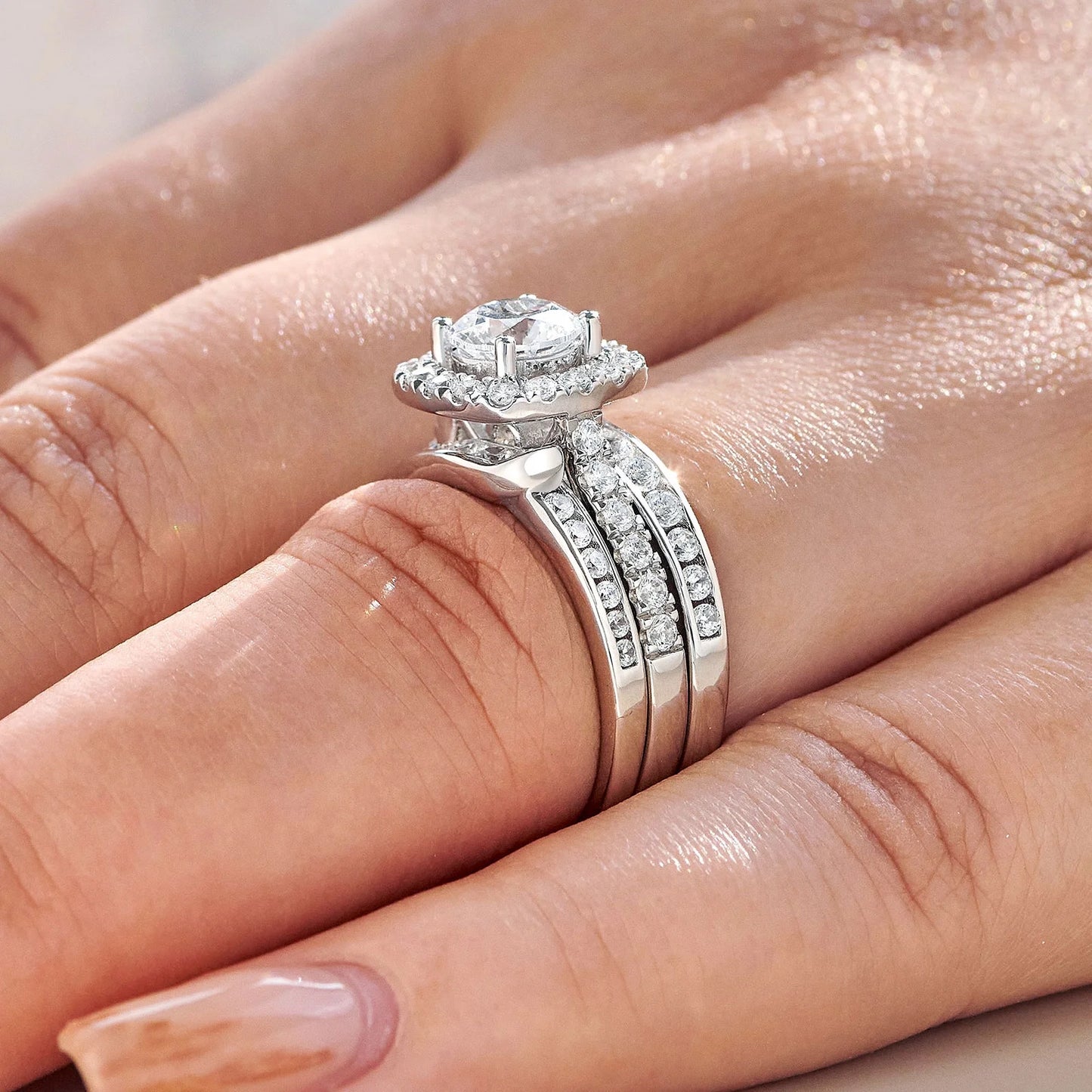 Wedding Rings for Women AAAAA Cz 925 Sterling Silver Engagement Bridal Band Set Enhancers and Wraps Size 8