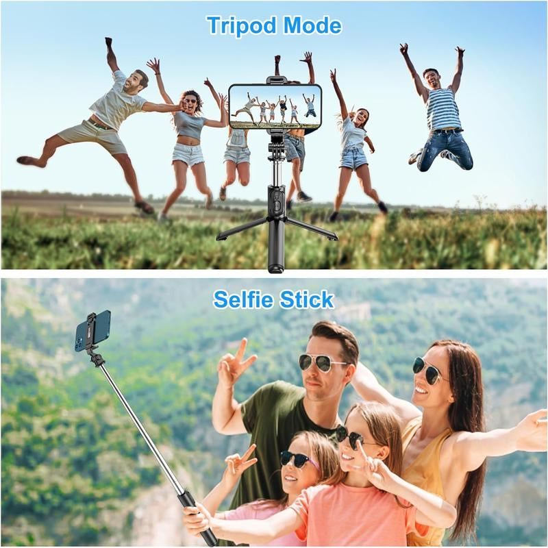 Extendable Selfie Stick Tripod with Wireless Remote – Lightweight, Portable, Compatible with Iphone 15/14/13/12, Samsung, Mount Smartphone Cellphone