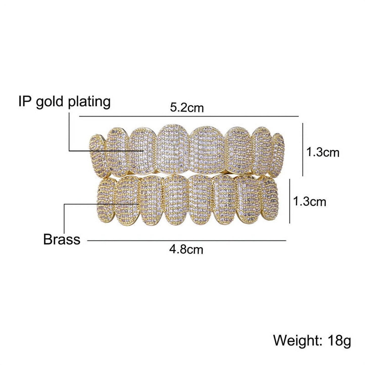 Teeth Grillz Prong with Bling AAA Cubicstones Silver Color Eight Top & Bottom Vampire Grills Set for Hip Hop Gift