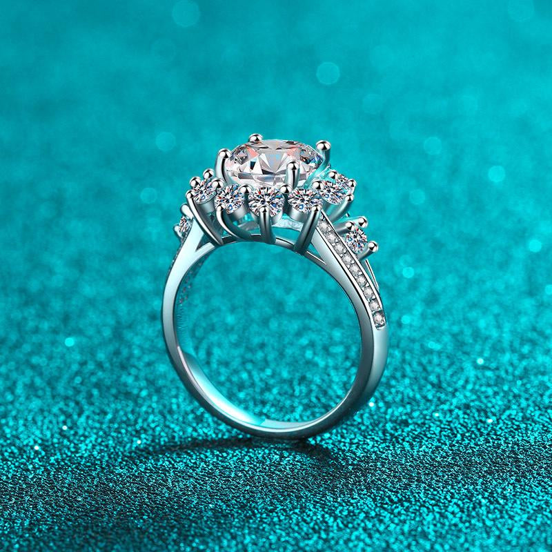 #13 (Sunflower) 925 Sterling Silver Synethic Moissanite Ring