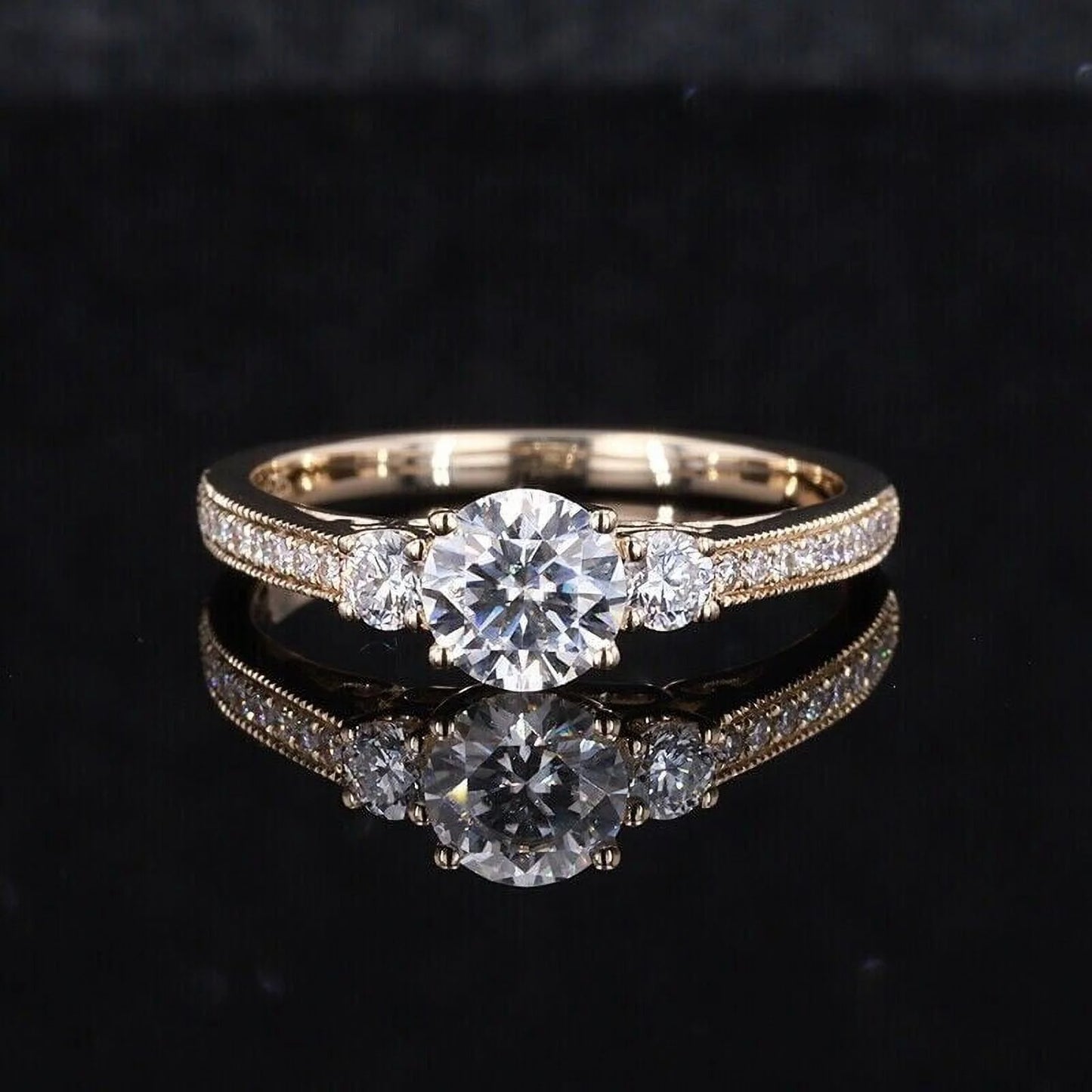 1.75Ct Cushion Cut Moissanite Women Engagement Wedding Ring 14K Yellow Gold Plated