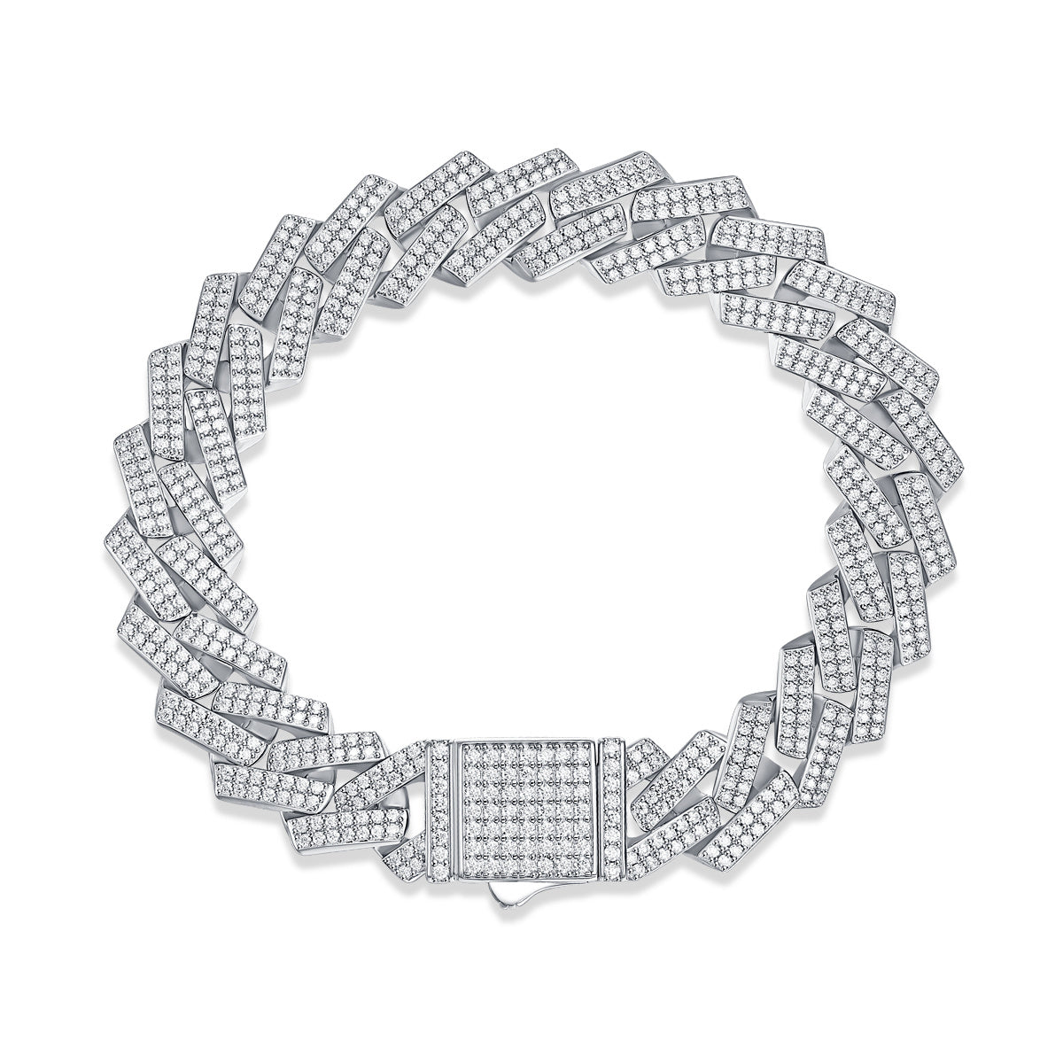 The Aquarian Luxury Fashion Moissanite and Sterling Silver Cuban Bracelet