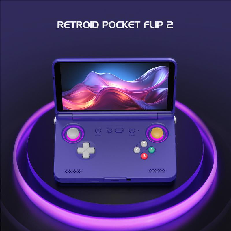 Retroid Pocket Flip 2【Pre-Configured】Handheld Console Sd865【Buy 1 Get 1 Multi-Port Adapter+1 8K Projection Cable+1 Type-C Cable+1 Roms Card】Android 13 Adreno 650 8GB Lpddr4X 5.5-Inch AMOLED 1080P Active-Cooling 5000Mah Wifi Ready to Play Gift Package