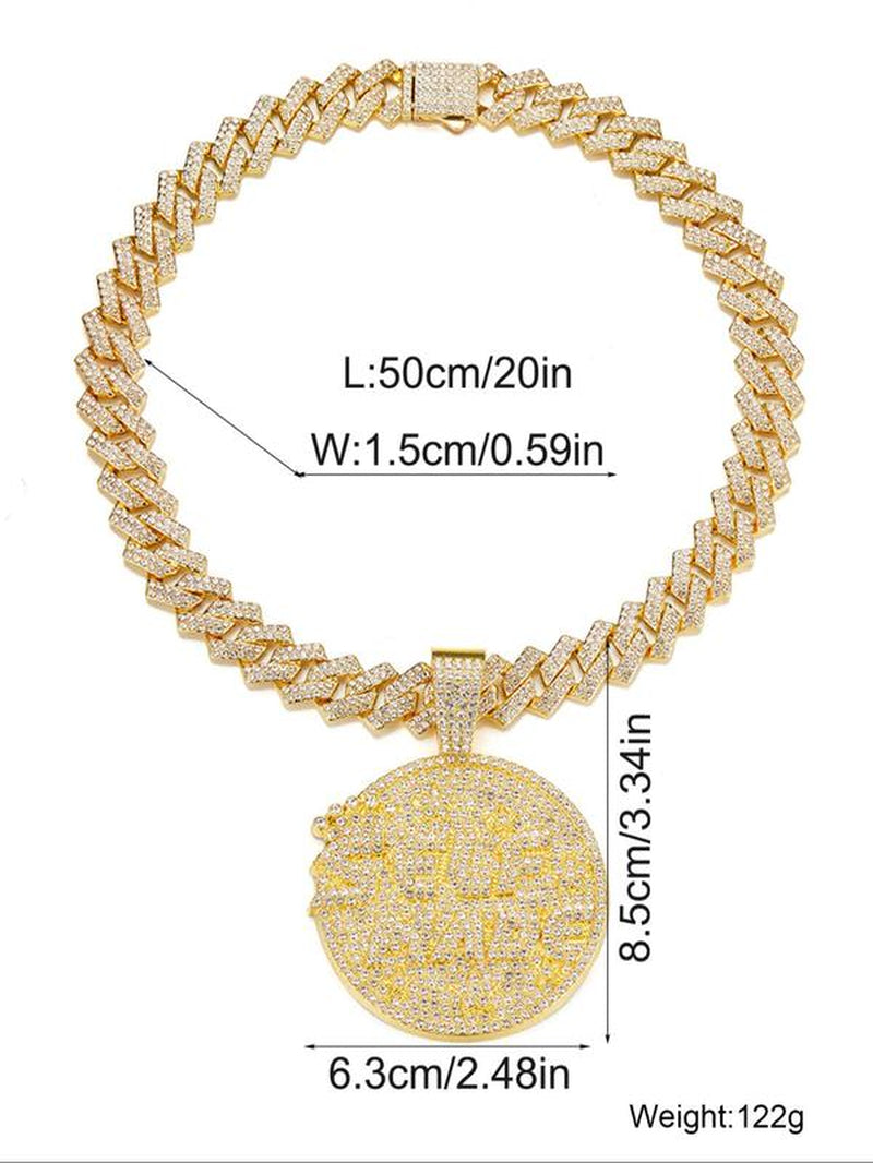 Rhinestone Letter Pendant Necklace, Punk Style Cuban Chain Necklacefor Party, Daily Decor, Trendy All-Match & Exquisite Rhinestone Cuban Link for Birthday Gift, Cute Gifts for Girlfriend