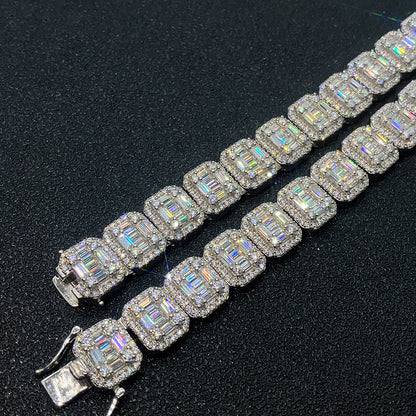 24k Iced Out VVS Moissanite White Gold Tennis Necklace