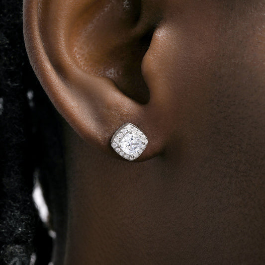 VVS Moissanite Studded Square Shaped Earrings